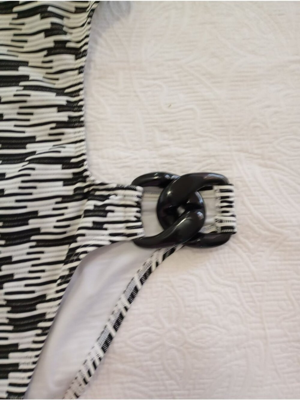 Victorias Secret One-Shoulder Monokini Swimsuit Side Rings Abstract Print Size L - Picture 6 of 12